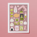 affiche japonaise hanami illustration objets japon