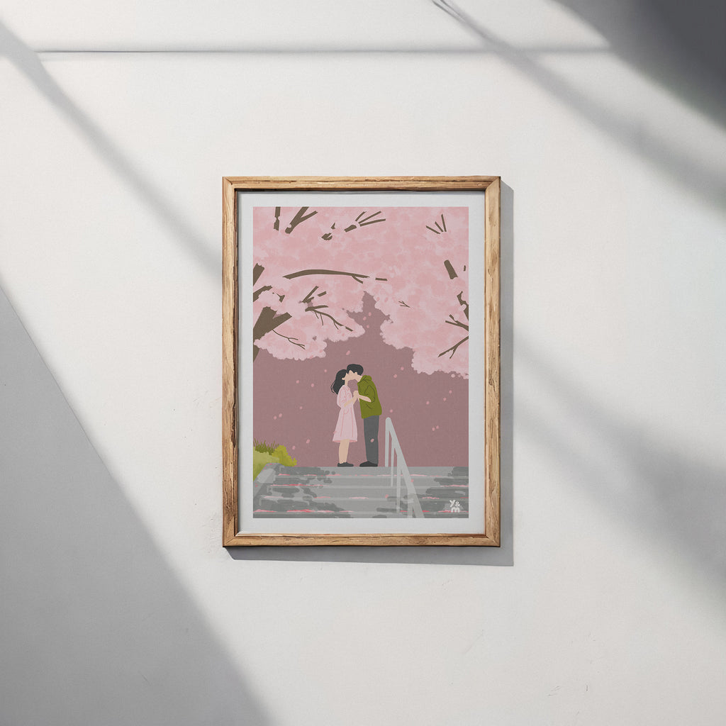 AFFICHE KISS UNDER SAKURA TREES
