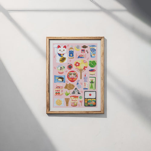 Affiche décoration japonaise vitrine gourmande Tokyo – art mural cozy et ludique